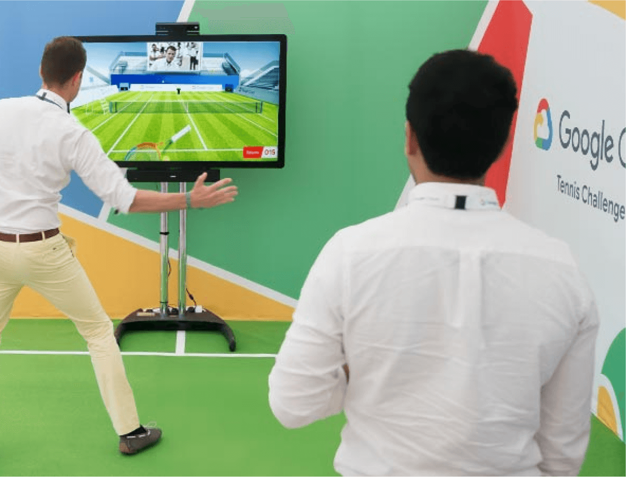 Body-tracking tennis game for Google event
